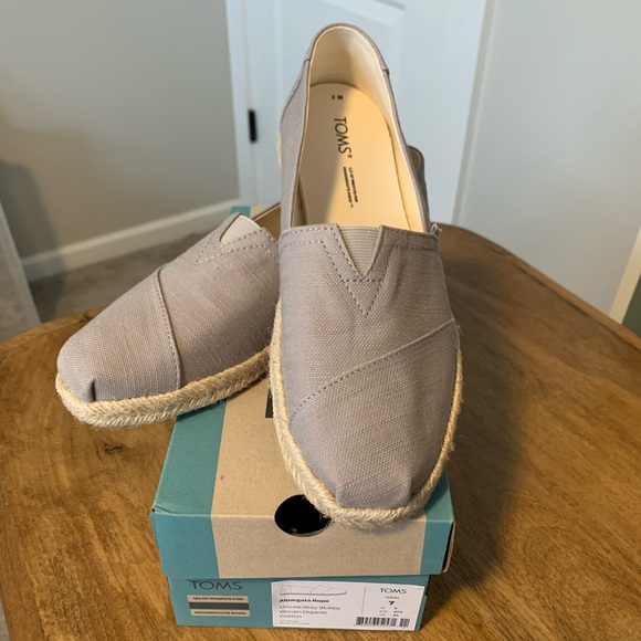 Toms Shoes - Toms Alpargata Women’s Grey Woven Espadrille Rope Sole Slip On Shoes Sz 7- NEW